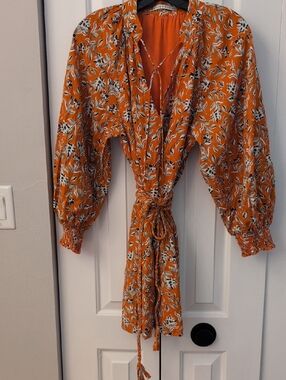 Alice + Olivia Bright Orange Floral Dress